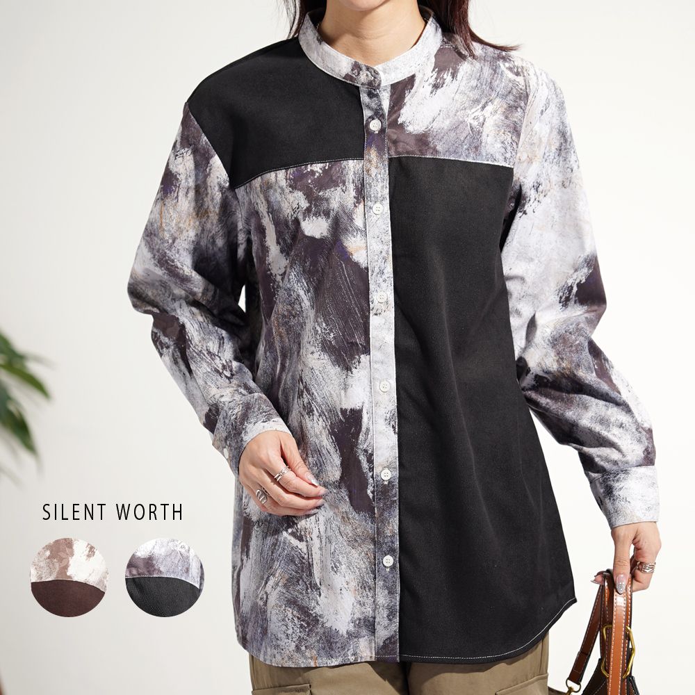 【C-3517】起毛ボカシ柄シャツ